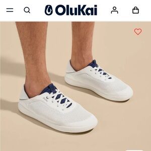 Olukai White Men's Breathable Boat Shoes